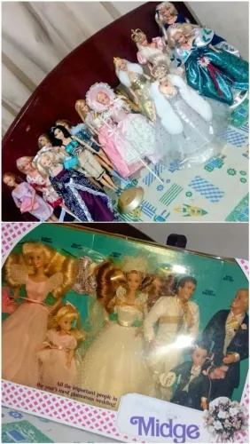 Lote com 14 bonecas barbies + pac casamento da midge e allan