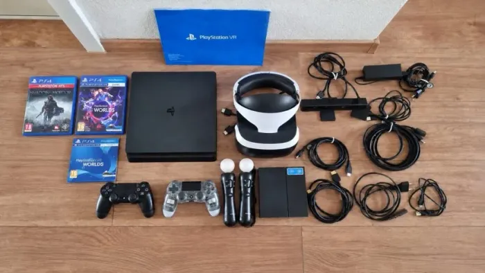 Sony PS4 Slim 500GB + PlayStation VR Completo + 2 Controles Originais + 2 Jogos