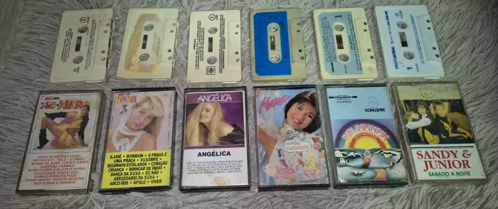 Fitas K7 Xuxa, Angélica, Sandy e junior, Mara etc