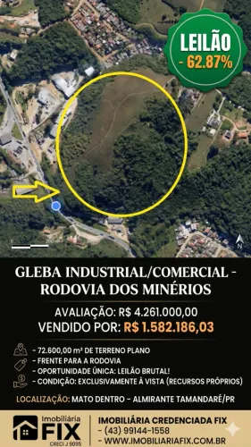 ? Desconto brutal de mais de R$ 2,67 milhões! Gleba espetacular de 72.600m² na Rodovia 