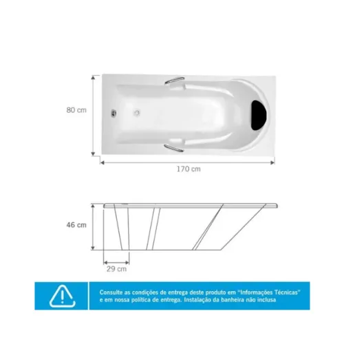 Banheira capri Ha01/170 Astra somente banheira sem kit para instalação e acessórios 