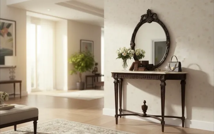 Conjunto de Aparador espelho e mesa de centro estilos Império Francês década 1940 a 1960
