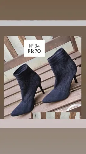 Bota Meia Preta Salto Fino