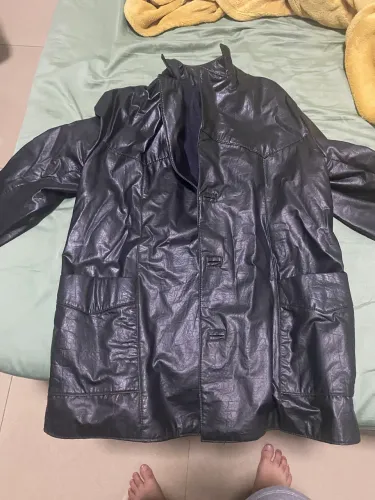 Jaqueta de Couro Preta Vintage Confecções Barretos Tam. 50