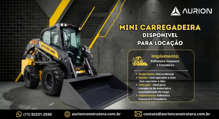 Aluguel de Bobcat com operador e óleo - entregue pronta na sua obra