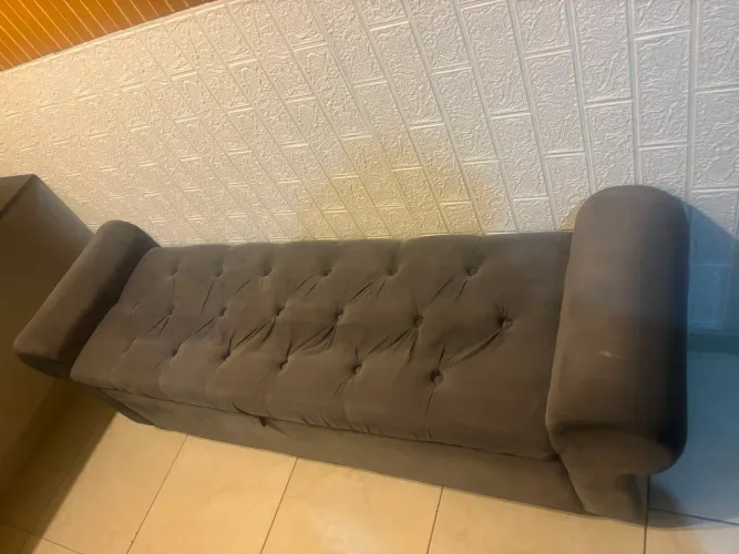 Recamier Paris Baú 1,55m Estofado em Suede