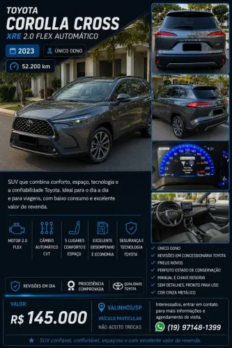 Toyota Corolla Cross XRE 2.0 16V Flex AUT 2023