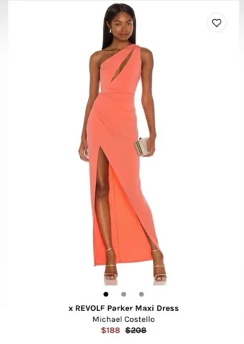 Michael Costello and Revolve. Vestido longo coral