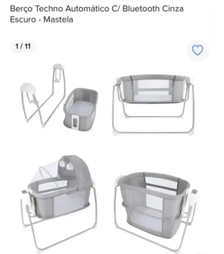 Berço Techno Automático C/ Bluetooth Cinza Escuro - Mastela (Usado)