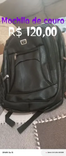 Mochila de couro grande reforçada