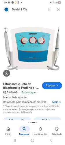Ultrassom e jato de bicarbonato