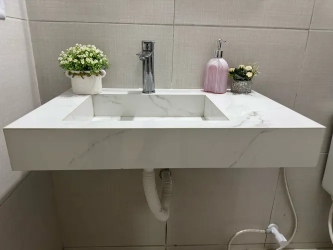 Pia p banheiro linda porcelanato branco 500