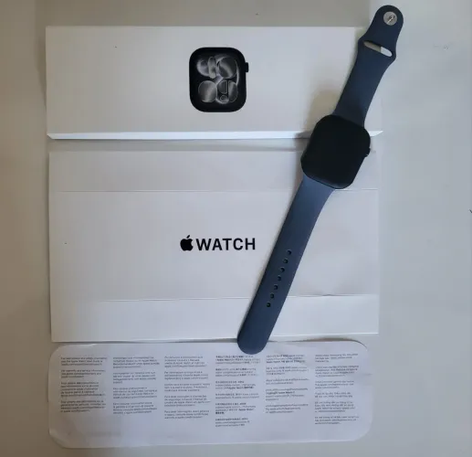 Apple Watch Série 11 GPS + Celular, 46mm Jet Black Alumínio case com Anchor Blue Sport