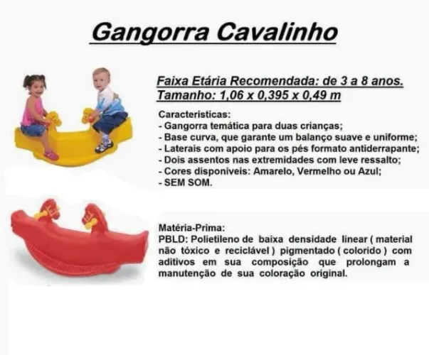 GANGORRA CAVALINHO 3 LUGARES SEM SOM - XALINGO
