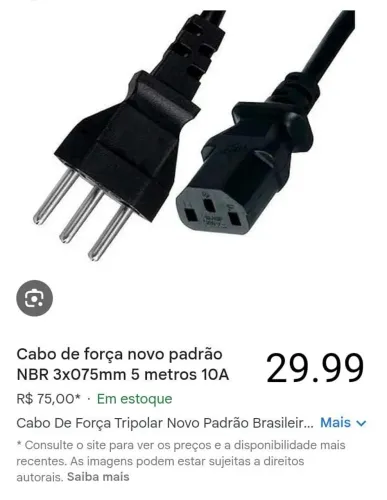 Cabo força computador impressora HP vários modelos