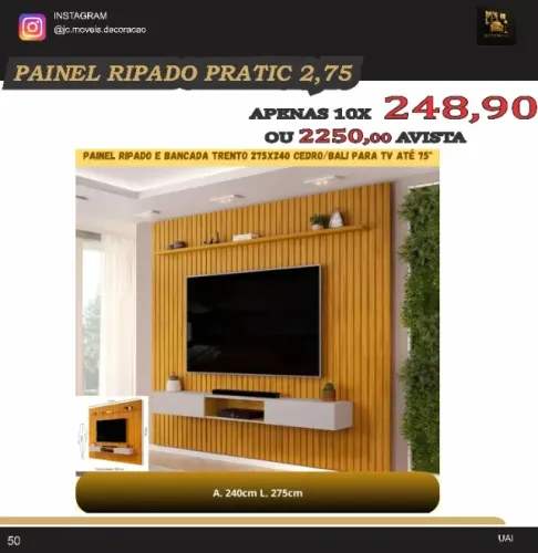 PAINEL RIPADDO MDF PRATIC 2,75M