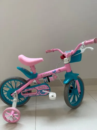 Bicicleta Infantil Nathor Aro 12 Rosa com Rodinhas - Ótimo Estado