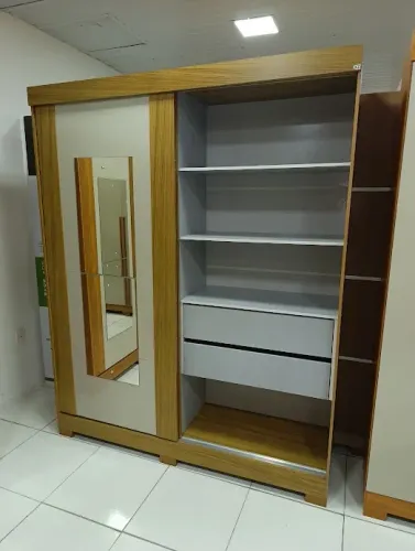 Guarda Roupa Helena ACP 100% MDF, 2 Portas deslizantes e 02 gavetas - Entrega Imediata;