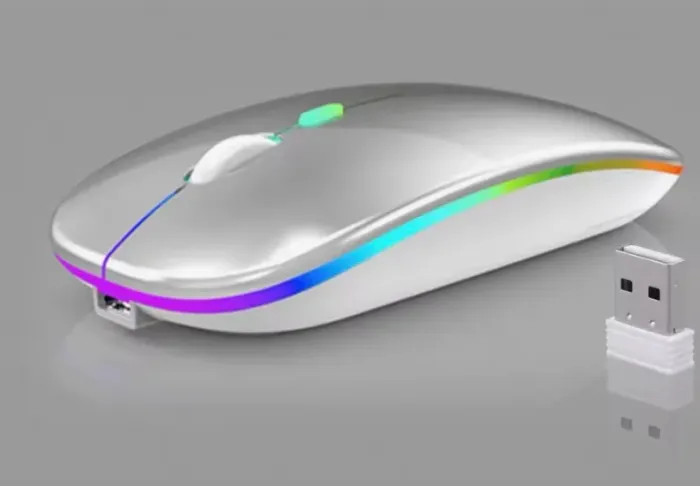 Mouse Sem Fio Bluetooth + 2.4G Recarregável RGB | Silencioso