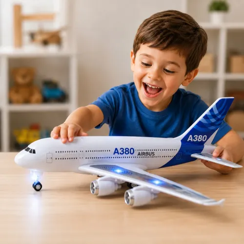 Avião de Brinquedo com Som e Luz + fricção Grande - 40 cm Jumbo