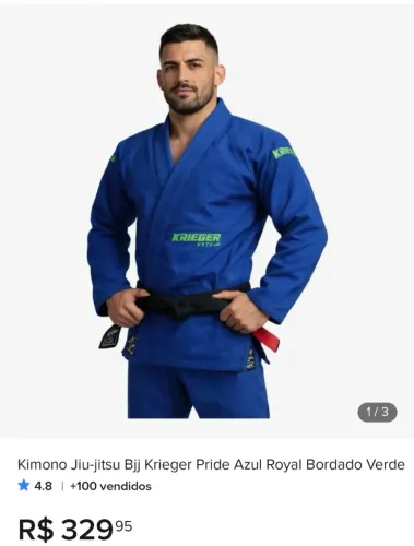 Kimono jiu-jitsu Azul com bordado s/ faixa