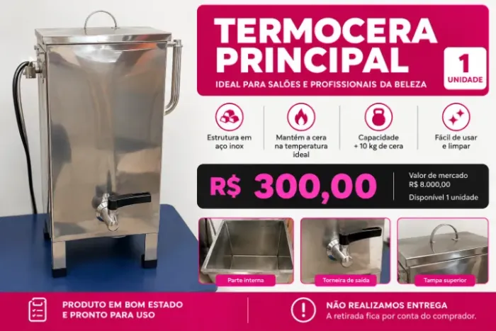 Termocera em Inox - Capacidade 10 kg - R$ 300