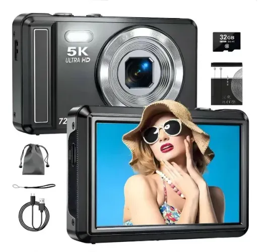 (Novo) Câmera Digital Compacta Acrensly 5k Uhd 72mp Foco Automático