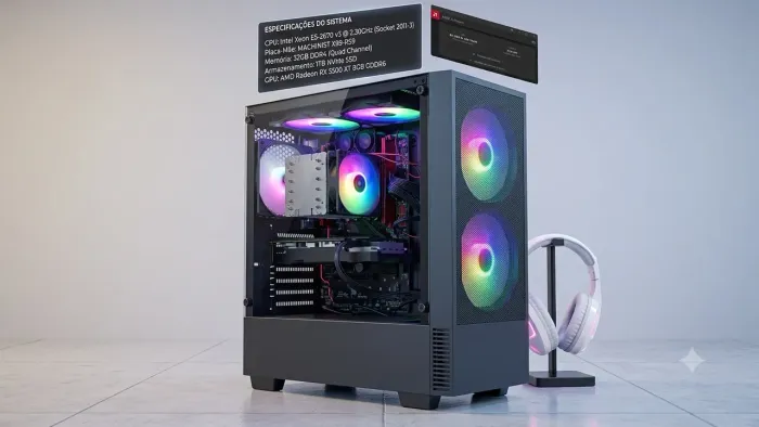 PC Gamer Completo: Xeon 2670 v3 | 32GB RAM Quad | RX 5500 XT 8GB | SSD 1TB