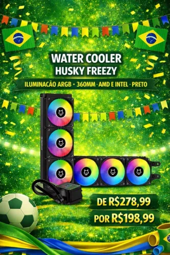 Water Cooler Husky Freezy, Iluminação ARGB, 360mm, AMD e Intel, Preto - HWT300PT