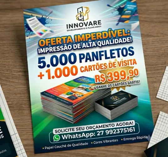 PROMOÇÃO IMPERDÍVEL: 5000 Panfletos + 1000 Cartões de Visita GRÁTIS!