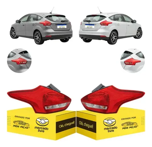 Par Lanterna Traseira Ford Focus Hatch 2016 17 18 2019 S/led Ambos Lados
