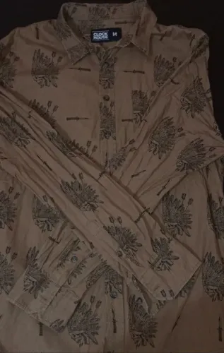Camisa Masculina Clock House Manga Longa - Estampa Étnica - Tam M