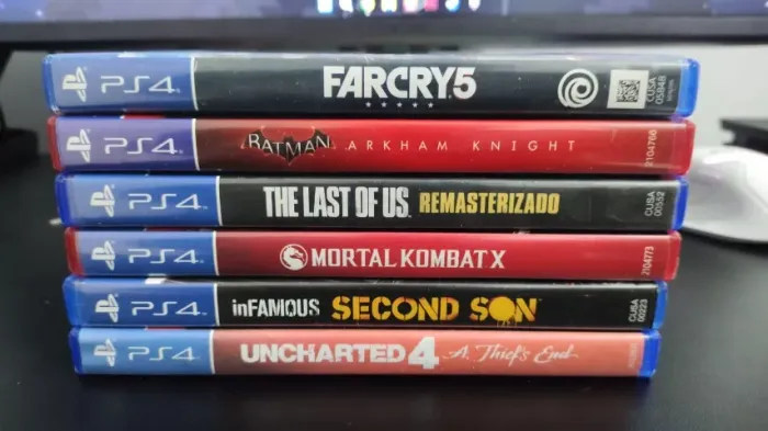 6 Jogos PS4 Originais - The Last of Us, Far Cry 5, Uncharted 4, MKX e outros.