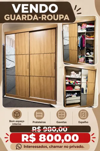 Guarda roupa casal com espelho
