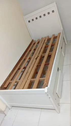 Cama de Solteiro Madeira Maciça com Cama Auxiliar