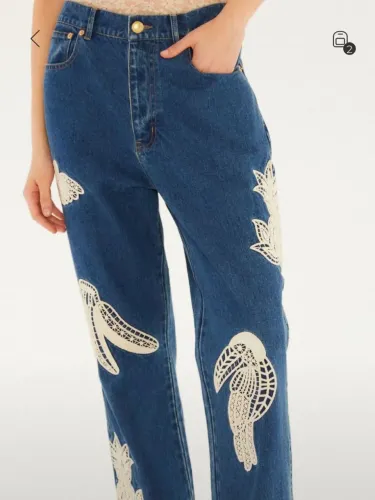 Calça Jeans Bordada Gripure FARM Feminina