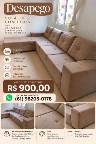 SOFÁ EM L COM CHAISE