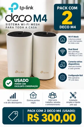 Roteador Deco M4 - Pack com 2 unidades | Wi-Fi Mesh AC1200