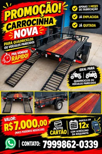 Carrocinha para quadriciclo-2026. PROMOÇÃO, OFERTA ÚNICA!