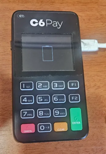 MAQUININHA DE CARTÃO C6 PAY (Para retirada de peças).