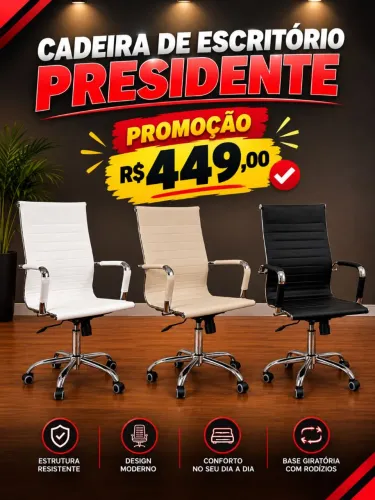 Cadeira de Escritório Presidente PROMOÇÃO NOVAS