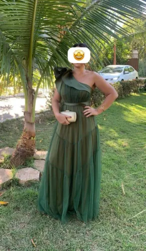 VESTIDO DE FESTA VERDE OLIVA - TAMANHO 40