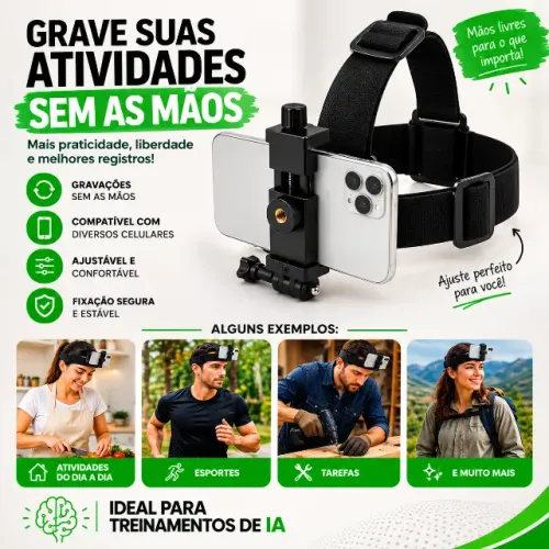 SUPORTE DE CELULAR PARA USAR NA CABEÇA E GRAVAR VIDEOS