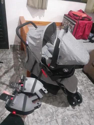 carrinho e bebê conforto cosco kids toffy cinza