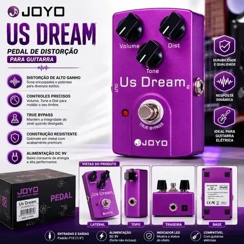 Pedal De Efeito Para Guitarra Joyo Us Dream Distortion True