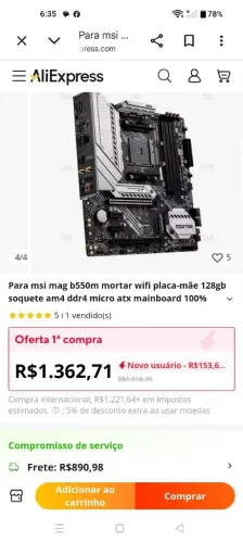 Placa mãe MSI B550m MORTAR WIFI