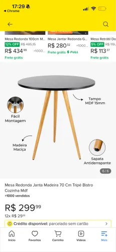 Vendo mesa tripé com duas cadeiras