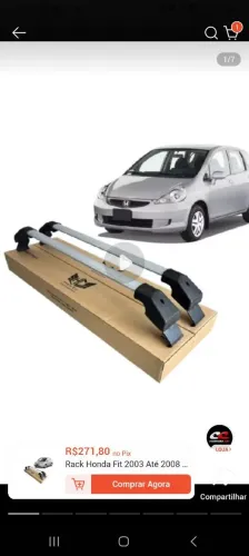 Rack aluminio usado Honda fit apenas 120,00