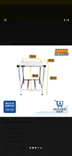 Mesa inox 70x70