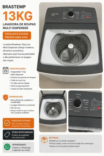 Lavadora NOVINHA 13 kg BRASTEMP 